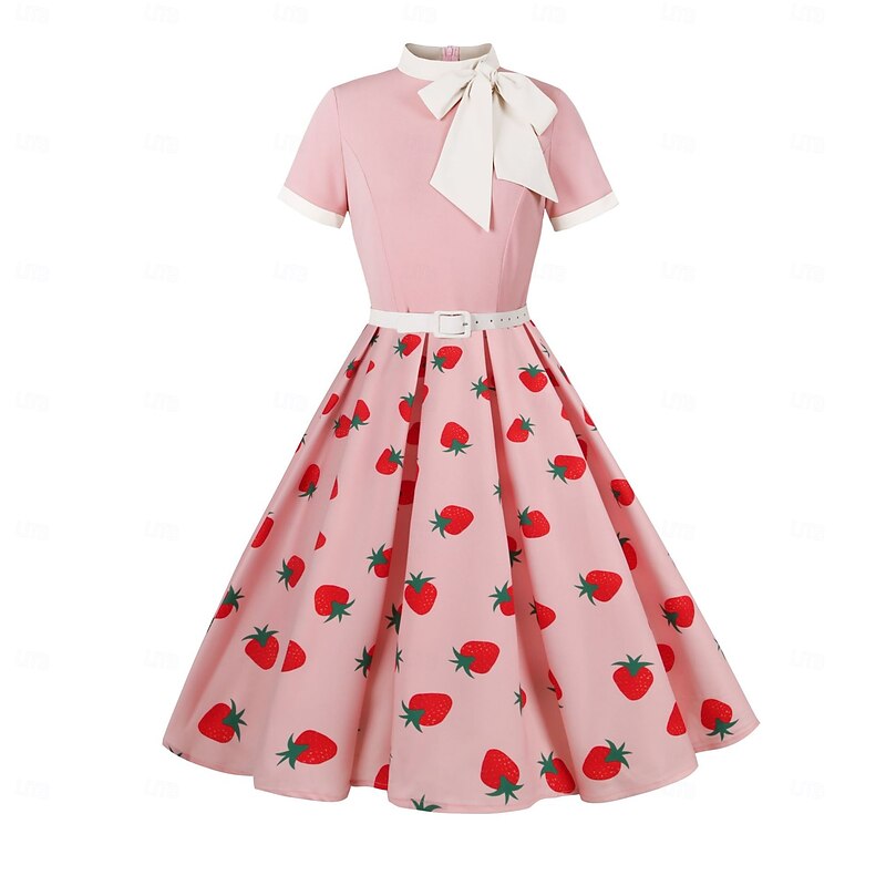 Retro Vintage 1950s Cocktail Dress Vintage Dress Dress Women's Floral Polka Dot A-Line Round Neck Carnival Casual Daily Dress4