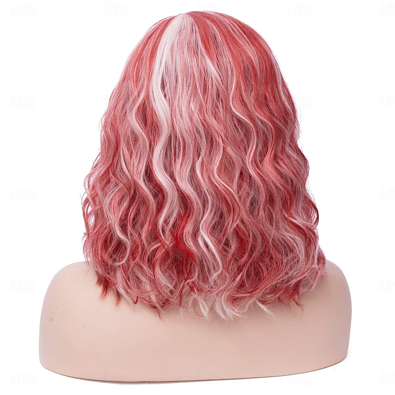 Wig Side Part Short Curly Wavy Bob Wig Hair Wigs Synthetic Cosplay Costume Party Wigs4