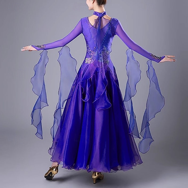 Ballroom Competition Dresses Women National Standard Waltz Dancing Clothes Long Sleeve Party Modern Dance Stage Wear Costumes2