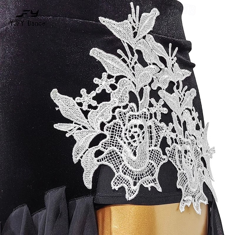 Latin Salsa Dance Dress Ruffles Tassel Splicing Women's Performance Party Sleeveless Mesh Velvet4