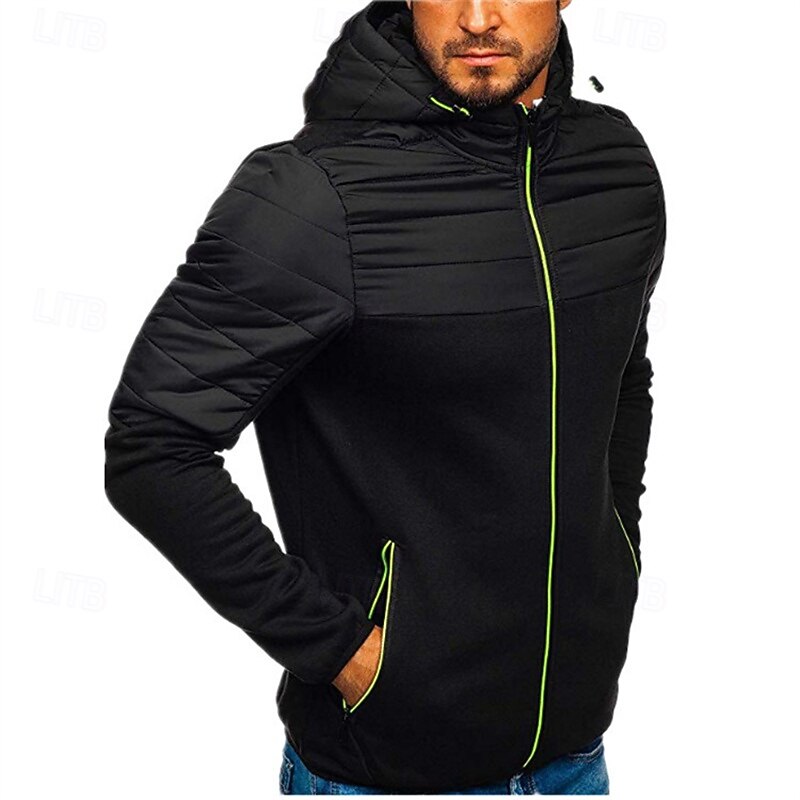 Men's Zip Up Hoodie Full Zip Hoodie Black Navy Blue Light Grey Hooded Color Block Zip Up Patchwork Pocket Sports & Outdoor Daily Holiday Polyester Streetwear Basic Casual Spring &  Fall Clothing4