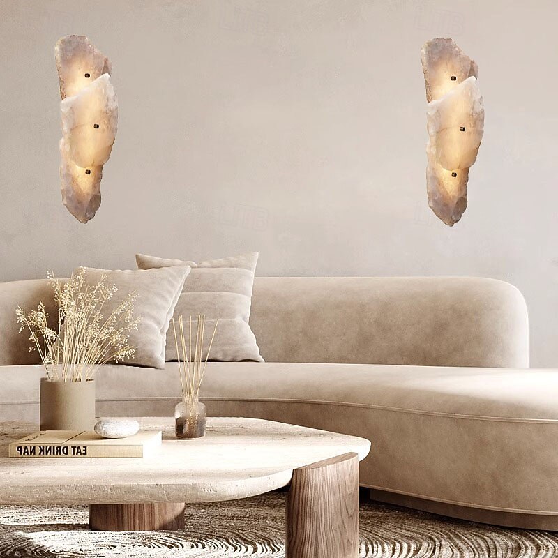 Nordic Art Bar Living Room Staircase Copper Wall Lamp Postmodern Designer Hotel Lobby Decorative Rectangular Marble Wall Lights 110-240V4