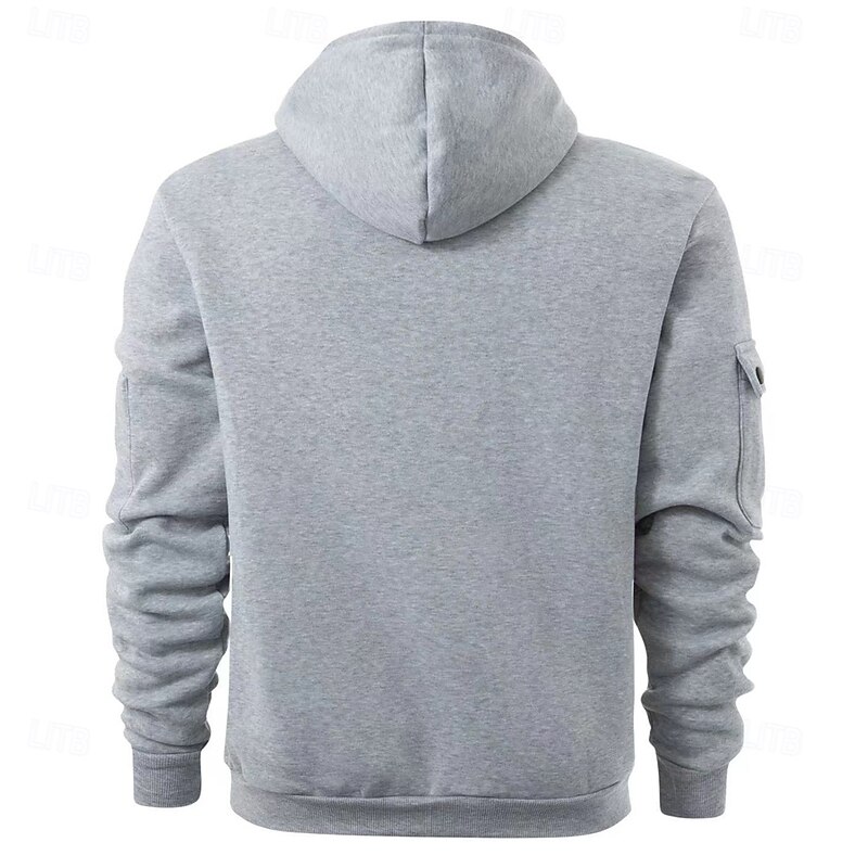 Men's Hoodie Zip Hoodie Sweatshirt Thick Hoodies Tactical Black Navy Blue Khaki Light Grey Dark Gray Hooded Plain Work Sports & Outdoor Casual Streetwear Basic Casual Spring &  Fall Cross-Seasons3