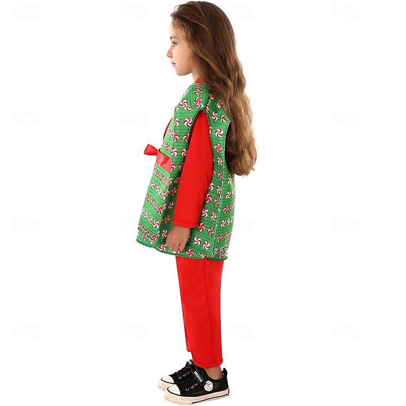 Christmas Gift Candy Cane Outfits Fancy Costume Christmas Costume Boys' Girls' Cosplay Costume Kid's Christmas New Year Christmas Eve Christmas Party Vest4