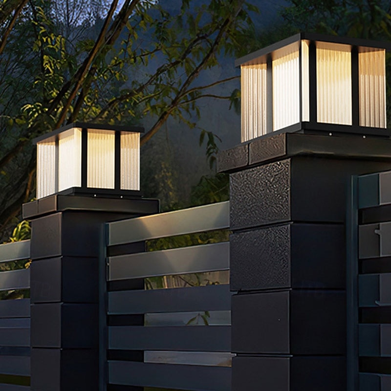 Outdoor Post Lamp Aluminum LED Pillar Post Lantern Column Light Fixture for Yard Entrance Garden 110-240V 20W3