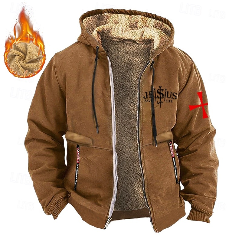 Men's Jesus Cowboy Sweatshirt Long Sleeve Sweatshirts  Hooded Vintage Western Style Sports & Outdoor Vacation Fall & Winter Black Brown Green Clothing Apparel Designer Graphic Print S M L XL XXL XXXL3