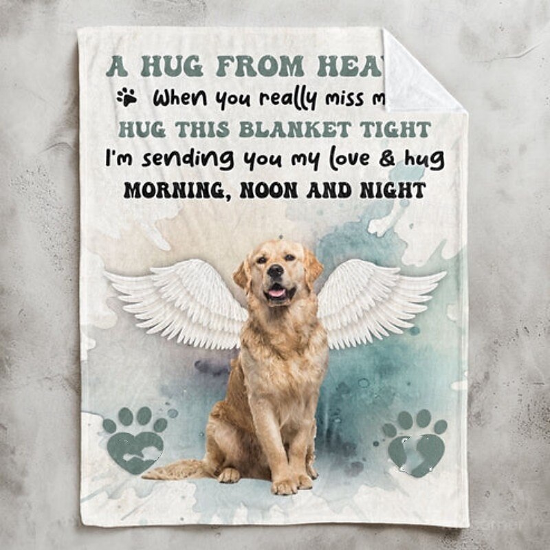 Personalized Photo Blanket Pet Memorial Hug From Heaven Soft and Cozy Memorial Throw Customized with Photos Ideal for Comfort Remembrance and as a Thoughtful Keepsake Gift4
