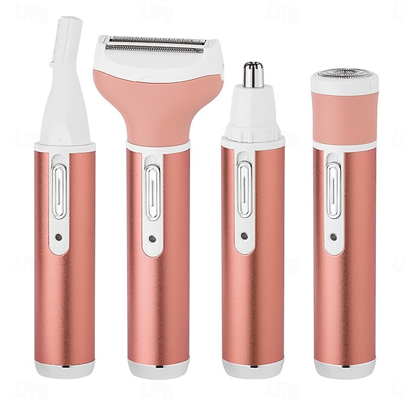 4-In-1 Women's Hair Removal Kit USB Rechargeable Electric Shaver Beard Trimmer and Beard Trimmer with Eyebrow and Nose Accessories Wet and Dry2