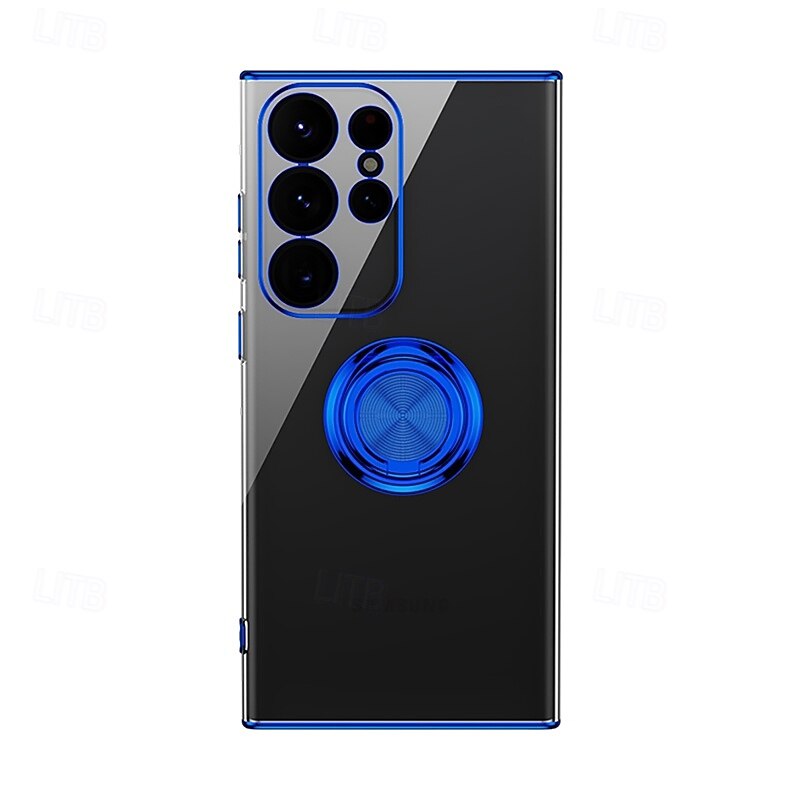 Phone Case For S25 S24 S23 Ultra Plus Back Cover Ring Holder Shockproof Retro TPU PC3