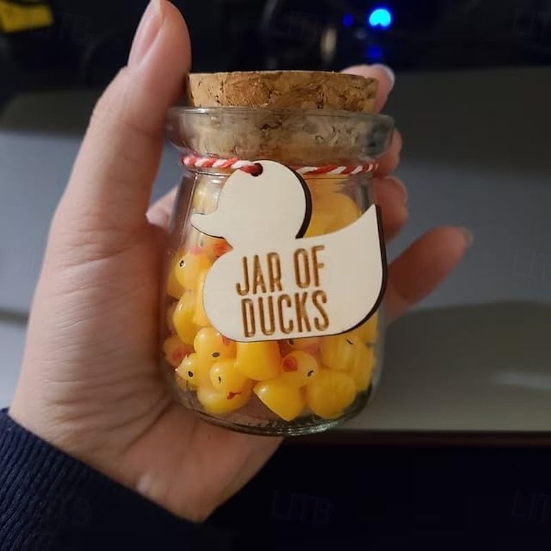 Jar of Ducks, Jar of Ducks Gift Jar, 50PCS Cute Mini Ducks, Give a Duck in a Bottle, White Elephant Gift, Funny Gift, Gag Gift, Glass Can Cup Gifts For Duck Lover2