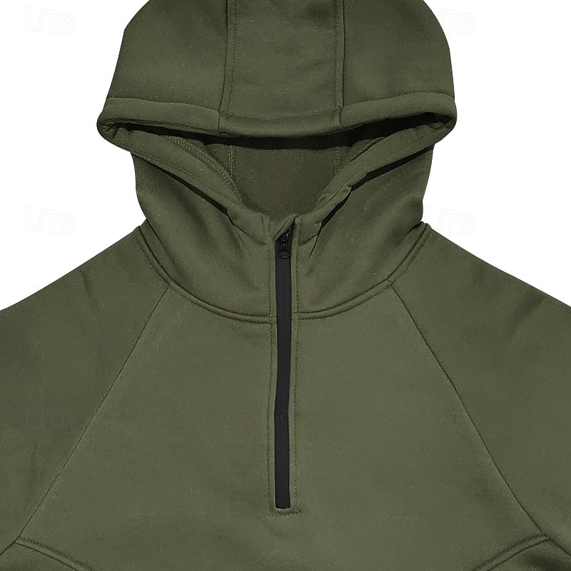 Men's Fitness Hoodie Workout Hoodie Long Sleeve Hoodie Casual Athleisure Fall Solid Colored Thermal Warm Windproof Breathable Gym Workout Walking Jogging Sportswear Activewear Black Army Green Dark4