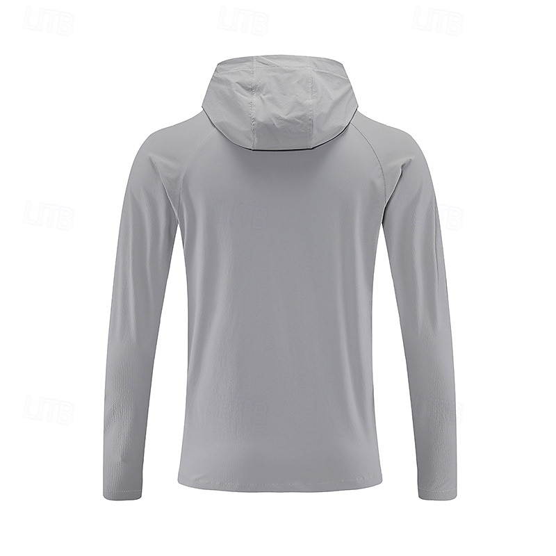 Men's Running T-Shirt Long Sleeve Tee Tshirt Casual Athleisure Fall Solid Colored Thermal Warm Windproof Breathable Gym Workout Walking Jogging Sportswear Activewear Black Light Blue Gray2