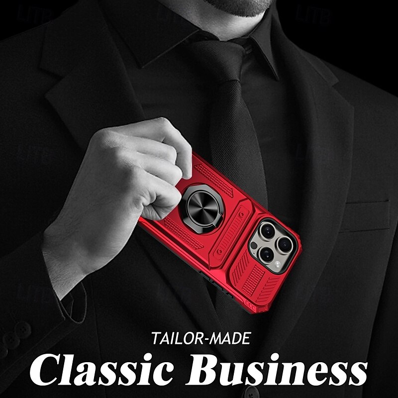 Phone Case For iPhone 17 Pro Max 17 Air 16 15 14 Pro Max Plus 13 12 11 Pro Max Back Cover Ring Holder Magnetic Card Slot Retro TPU PC2