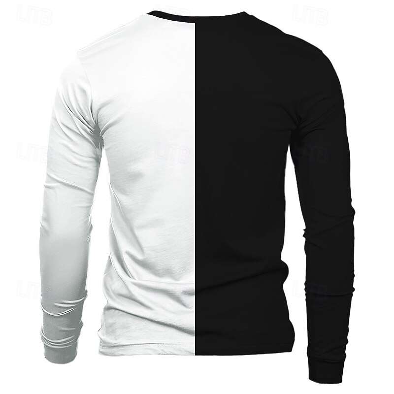 Men's Templar Cross T Shirt Long Sleeve T shirt 3D Print Crew Neck Shirt Daily Designer Vintage Retro Street Casual Black / White Summer Spring Fall Clothing Apparel S M L XL XXL XXXL2