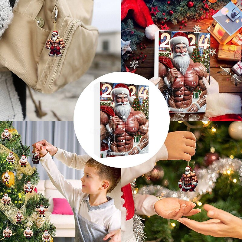 Advent Calendar 2025, 24 Day Christmas Countdown Calendar for Kids Teens Adults - Christmas Gifts Hanging 2D Acrylic Pendant Christmas Tree Decoration4