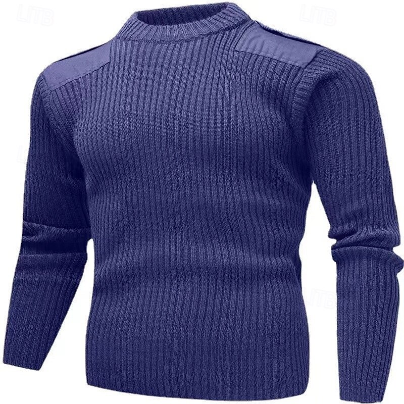 Men's Pullover Sweater Jumper Cashmere Cashmere Sweater Knit Sweater Ribbed Knit Regular Knitted Plain Crew Neck Fashion Casual Daily Wear Date Clothing Apparel Fall & Winter Navy Blue Army Green S M