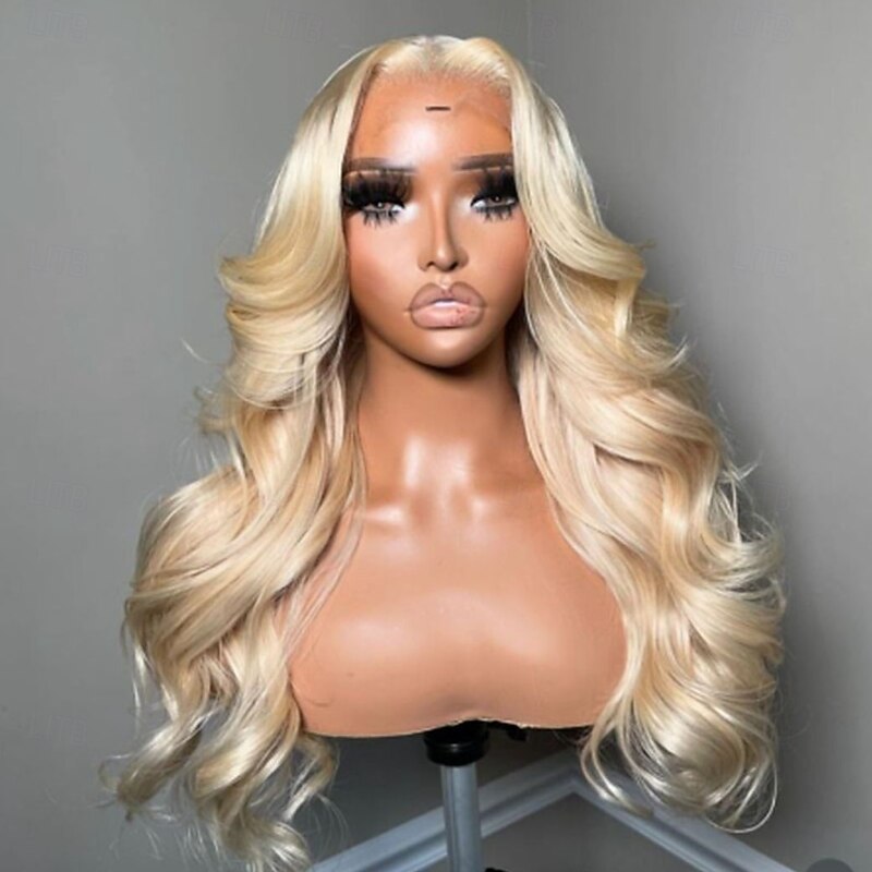 Unprocessed Virgin Hair 5x5 Closure Wig Free Part Brazilian Hair Wavy Blonde Wig 130% 150% Density Smooth 100% Virgin For Women Long Human Hair Lace Wig3