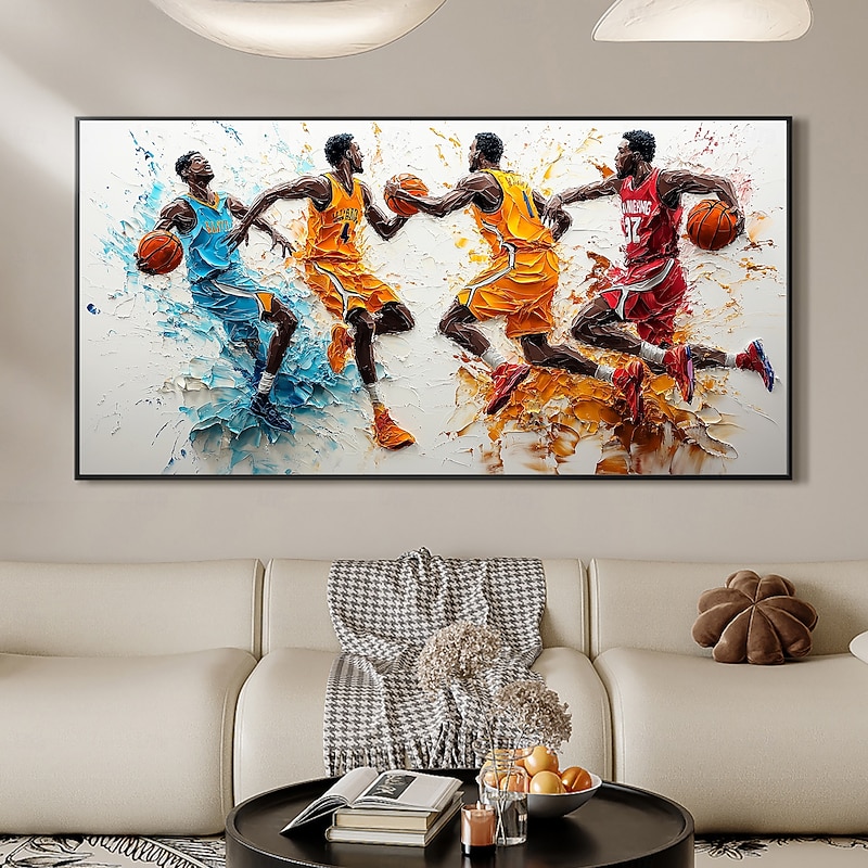 Handmade Original Basketball Sport Oil Painting On Canvas Abstract NBA Games Wall Art for Home Decor With Stretched Frame/Without Inner Frame Painting3