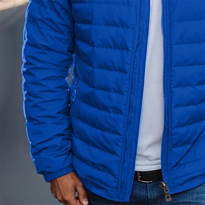Men's Down Jacket Puffer Jacket Zipper Pocket Outdoor Christmas Gifts Home Regular Classic Thermal Warm Windproof Breathable Winter Autumn / Fall Solid Color Black Red Navy Blue Royal Blue Puffer3