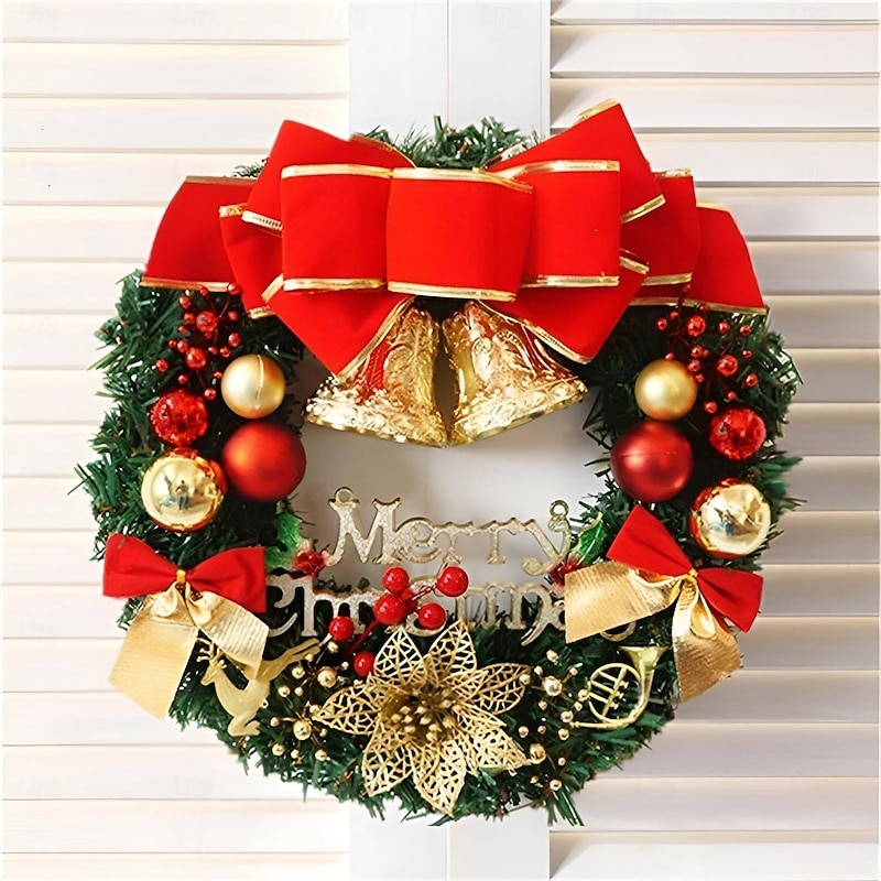 Christmas Wreath Hanging Ornament Christmas Wreath Christmas Ball Ornaments Handmade Floral Christmas Wreath for Christmas Indoor Outdoor Decor3