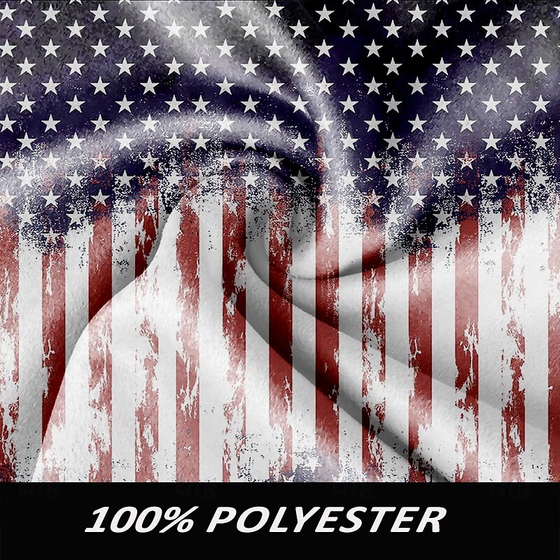 Men's American US Flag Winter Coat Fleece Jacket Overcoat Thermal Comfortable Casual Outdoor Street Daily Wear 3D Print Buttons Front Pocket Winter Turndown Long Sleeve Blue3