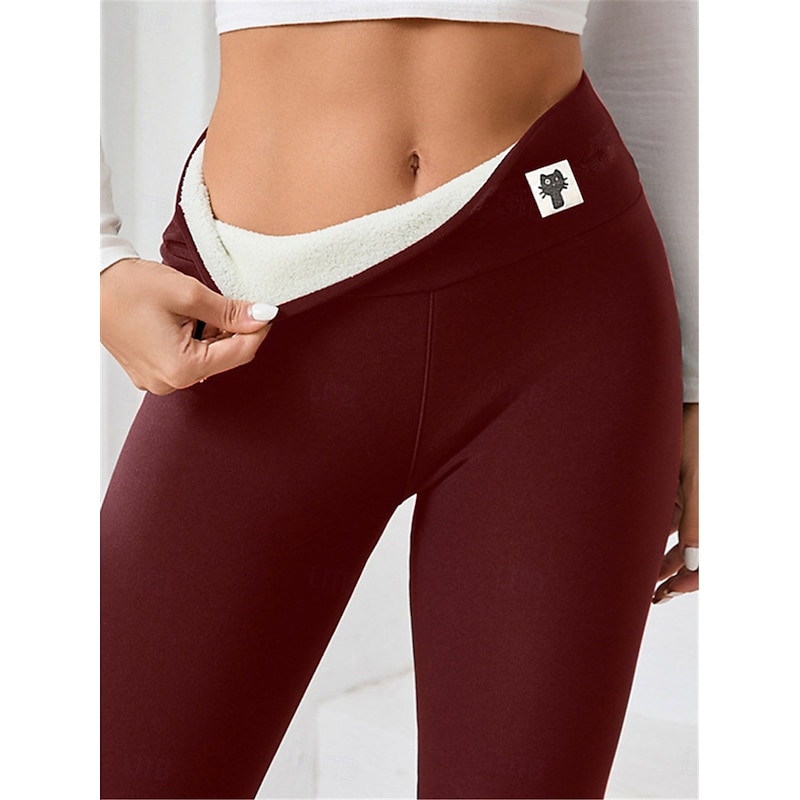 Women's Yoga Pants Fleece Lined Leggings Yoga Leggings High Waist Pilates Gym Workout Workout Tights Animal Patterned Black Burgundy Dark Navy Fleece Fall Winter Sports Activewear Stretchy Slim4
