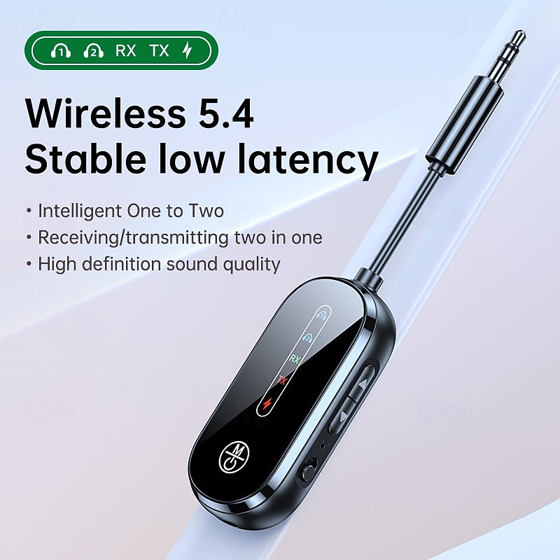 New Bluetooth 5.4 receiving transmitter car AUX two-in-one aircraft TV dedicated wireless transmitter one for two