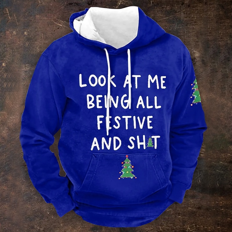 Christmas Men's Funny Christmas 3D Hoodies Word / Phrase Daily 3D Print Sports Outdoor Vacation Streetwear Hoodies Red Hooded Print Front Pocket Spring &  Fall Designer shirt4