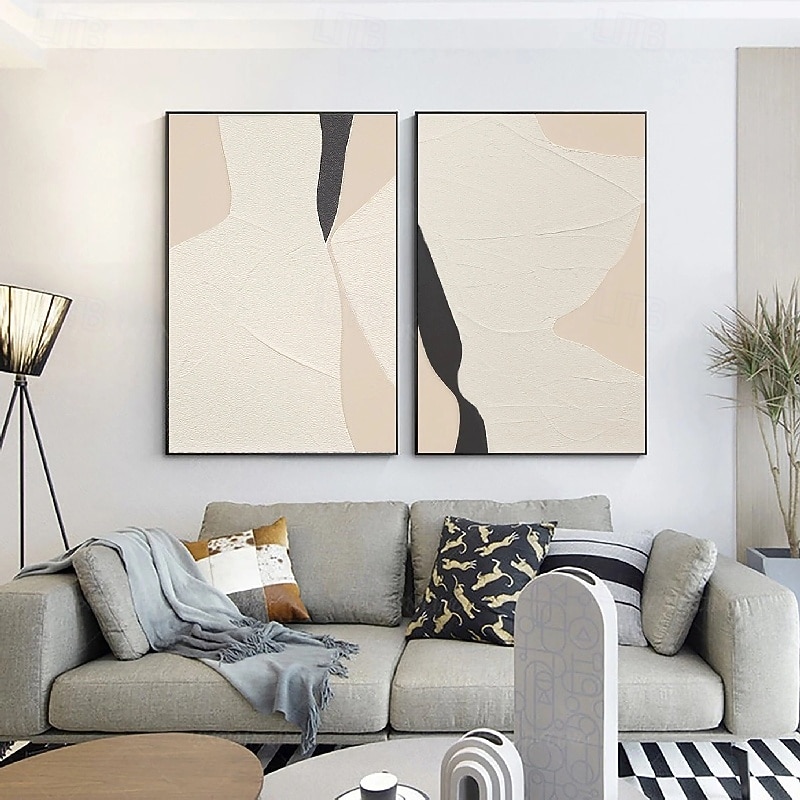 Oil painting handmade Wabi sabi painting handmade Wall Art Set of 2 Beige Abstract Painting on Canvas painting A Pair Beige Texture Wall Art Neutral Abstract Wall Art Boho painting