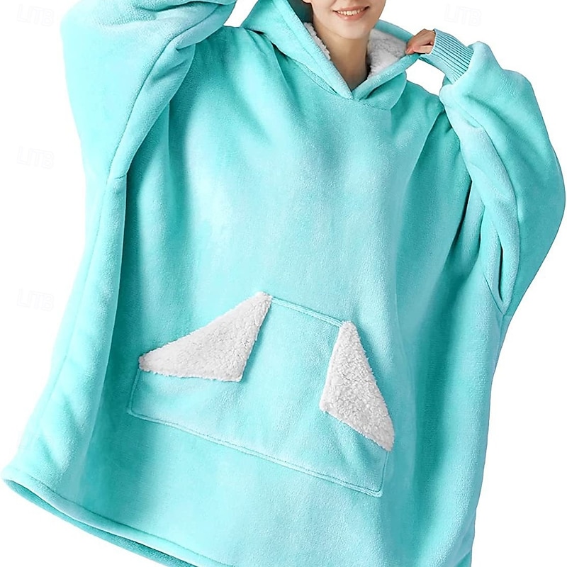 Wearable Blanket Hoodie, Oversized Sherpa Fleece Sweatshirt Blanket with Giant Hood Pocket and Sleeves for Adult, Warm & Cozy Grey Blanket Gifts for Women4