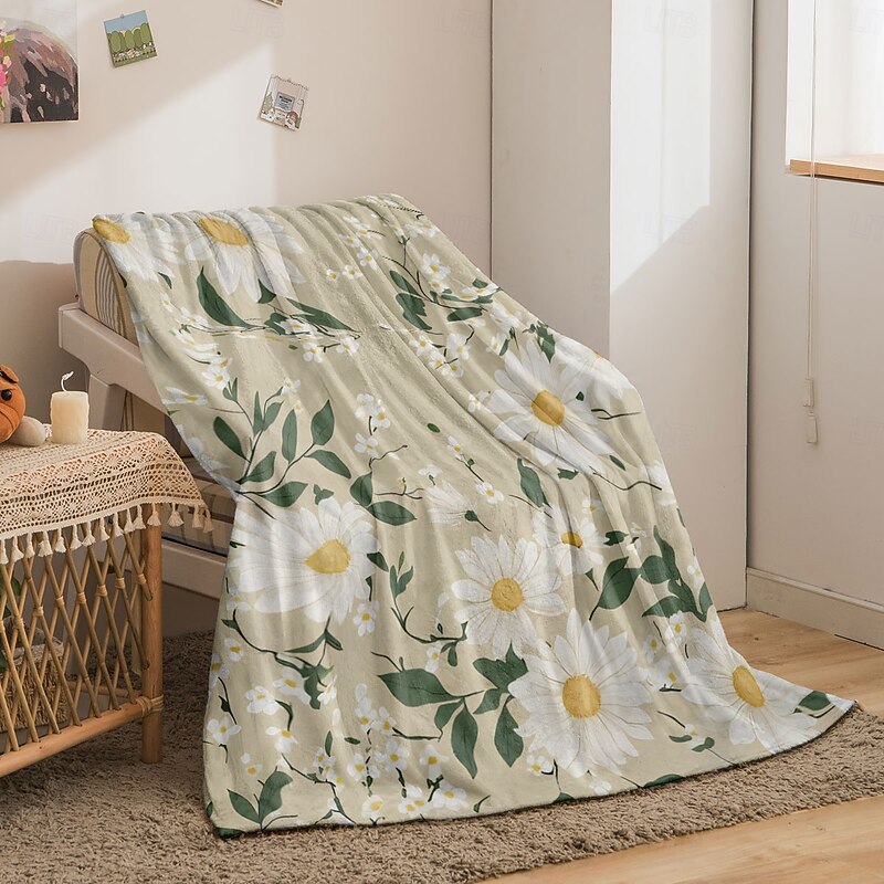 Flower Blanket Soft and Cozy Throw Blanket Featuring Delicate Daisy Design Perfect for Adding Comfort and Charm to Your Bedroom or Living Room Decor3