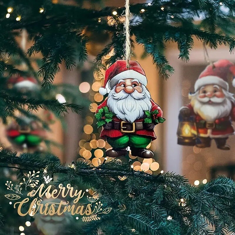 24pcs Christmas Wooden Gnome Ornaments, Xmas Tree Pendant Decoration - Santa and Holiday Character Decor, Perfect for Christmas, Thanksgiving, Halloween, and Seasonal Celebrations2