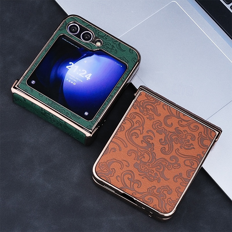 Phone Case For Samsung Galaxy Z Flip 7 Z Flip 6 Z Flip 5 Z Flip 4 Z Flip 3 Back Cover Shockproof Retro PC PU Leather4
