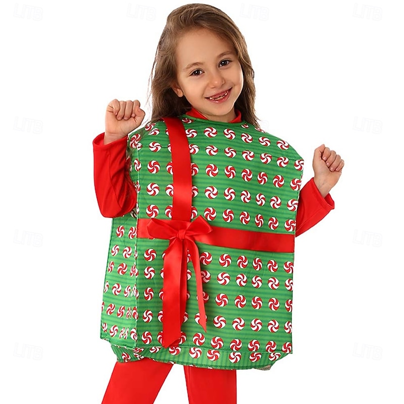 Christmas Gift Candy Cane Outfits Fancy Costume Christmas Costume Boys' Girls' Cosplay Costume Kid's Christmas New Year Christmas Eve Christmas Party Vest