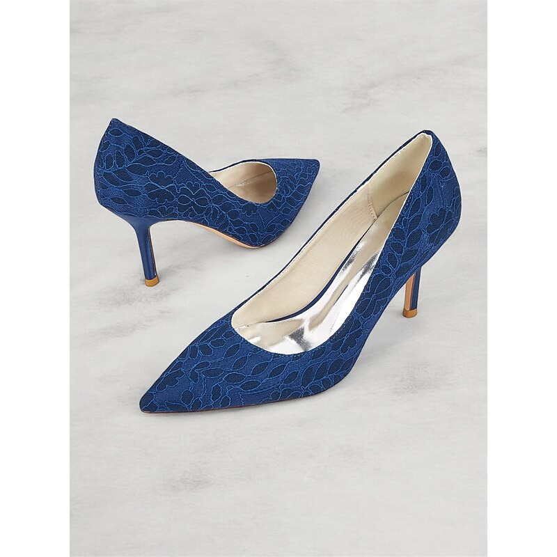 Women's Lace-Embroidered Pointed-Toe Stiletto Heels - Elegant High Heels for Parties, Evening Events, and Formal Occasions2