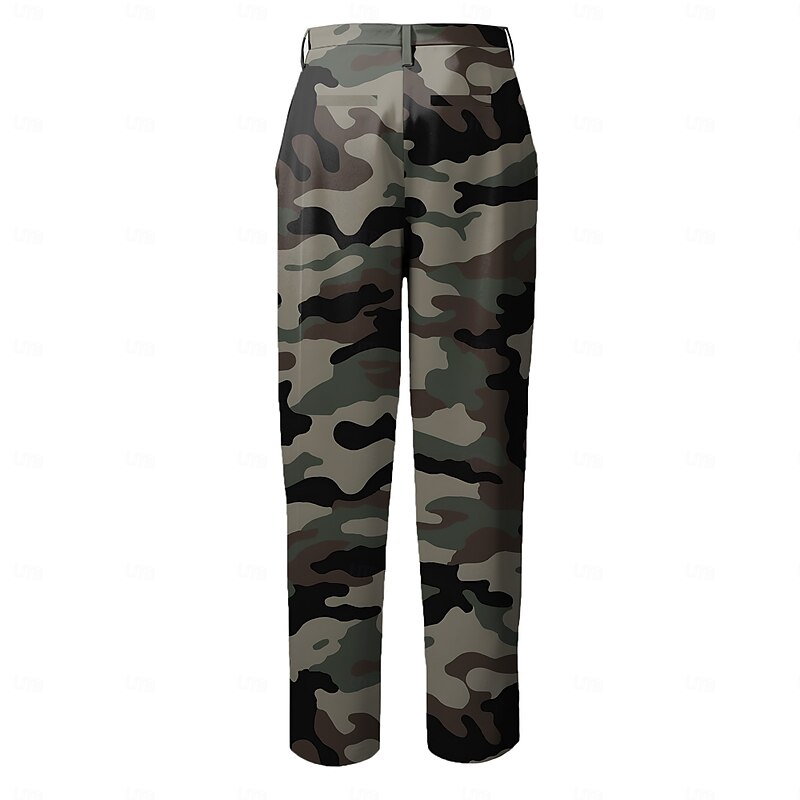 Men's Camo / Camouflage Dress Pants Mid Waist Vintage Formal Outdoor Street Zipper Pocket Summer Spring Fall 3D Print Navy Blue Army Green3