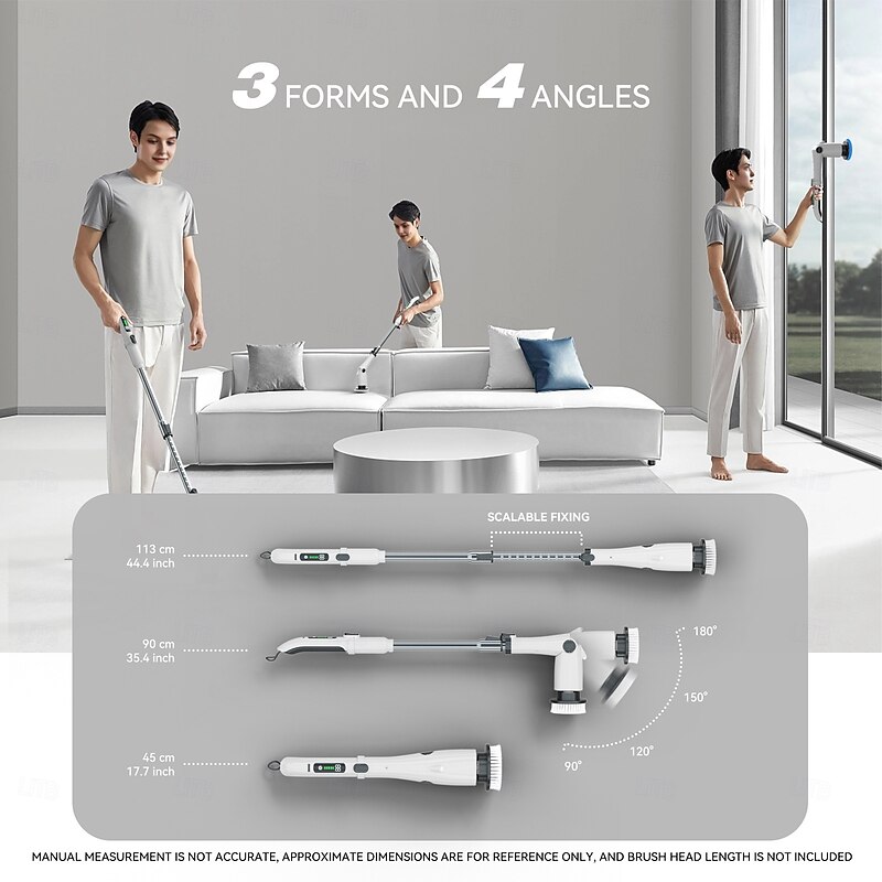 Electric Cleaning Brush 360 Rotating Mop for Kitchen & Car  Adjustable Speed with 8 Brush Heads 2 Extension Arms Waterproof2