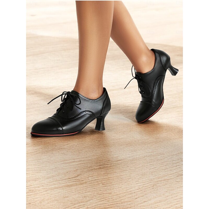 Women's Vintage Oxford Lace-Up Shoes - Retro Style Kitten Heel Brogue Design, Perfect for Office Wear and Classic Outfits3