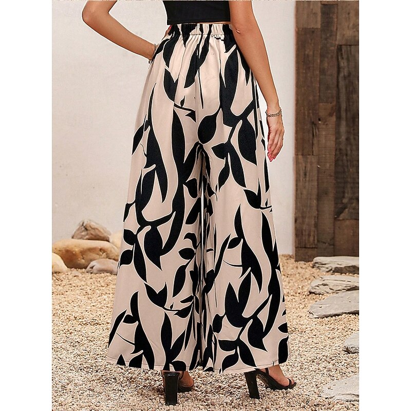 Women's Chinos Pants Trousers Fashion Streetwear Full Length High Waist Leaf Elastic Waistband Comfy Soft Comfortable Inelastic Outdoor Street Black Winter Autumn / Fall Loose Fit2