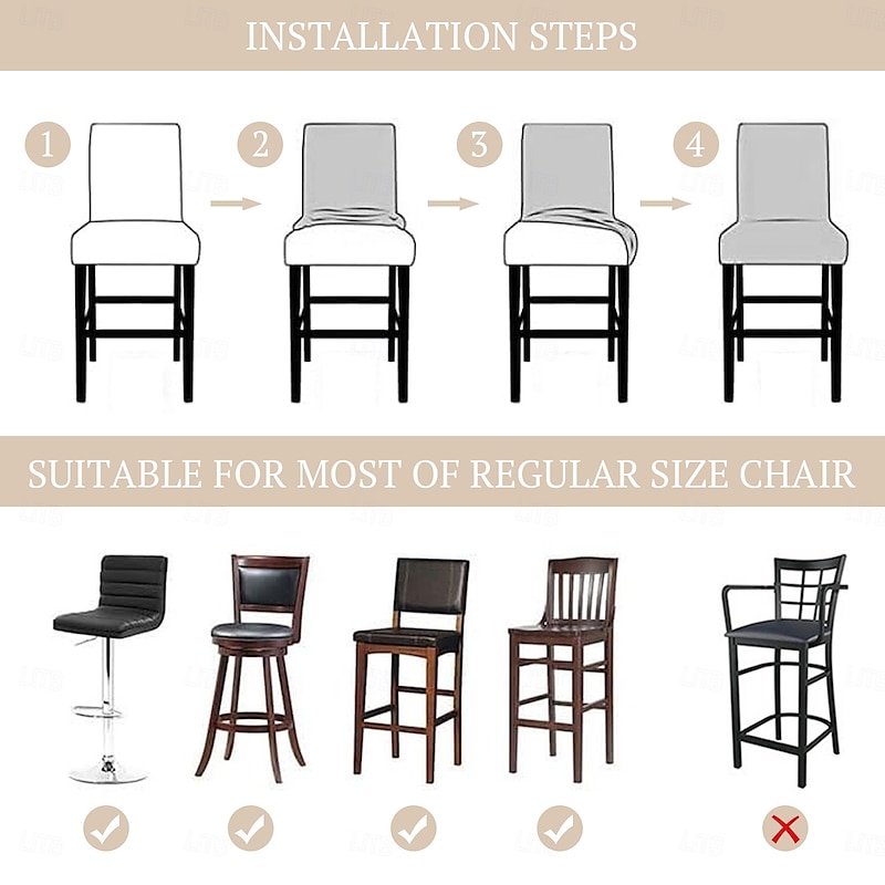 2 Pcs Stretch Bar Stool Cover Pub Counter Stool Chair Slipcover Square Swivel Barstool Burgundy Red Chair Cover for Dining Room Cafe Seat Cover Protectors Non Slip with Elastic Bottom3
