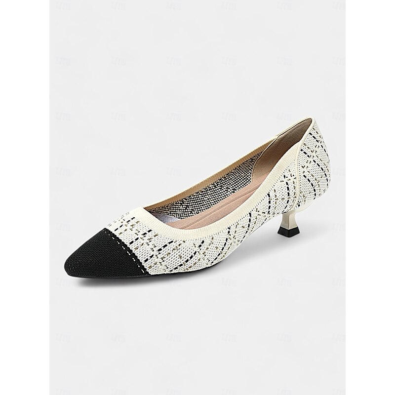 Women's Elegant Black Kitten Heels - Pointed Toe with Gold Thread Detailing, Comfortable and Stylish for Office and Evening Wear4