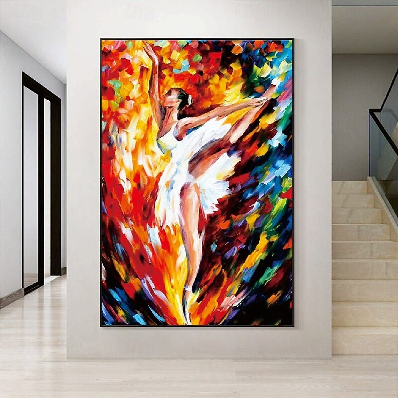 Ballerina Dancing Girl painting hand painted Modern pattle knife Paintings Textured firgure Painting Modern Wall Art Ballerina painting Hand Painted Artwork pictue painting for Living Room Wall Decor2