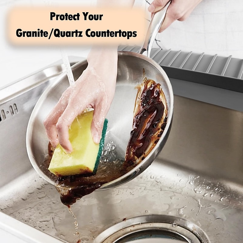 Silicone Sink Edge Protectors, Kitchen Sink Splash Guards, 4" x 20" Multifunction Sink Accessories, Splash Guard For Bathtub Sink, Countertop Protectors For Granite/Quartz Kitchen Sink3