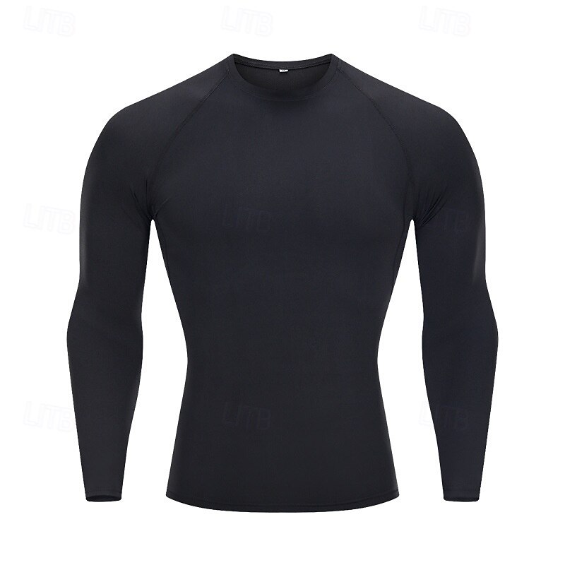 Men's Running T-Shirt Compression Shirt Long Sleeve Tee Tshirt Casual Athleisure Fall Solid Colored Quick Dry Breathable Gym Workout Walking Jogging Sportswear Activewear fluorescent green Black White