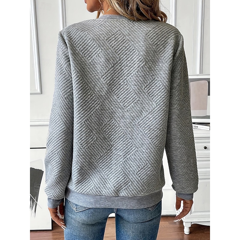 Women's Texture Sweatshirt Quarter Zip Sweater Casual Plain Street Dailywear Crew Neck Zipper Long Sleeve Black White Red Gray Fall Winter2