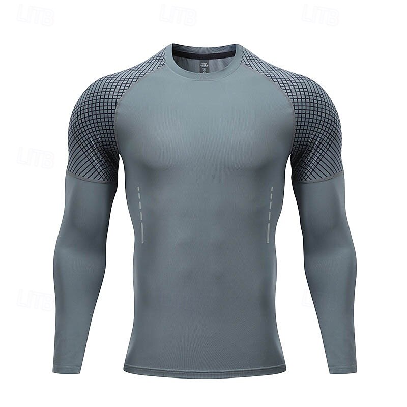 Men's Running T-Shirt Reflective Strip Long Sleeve Tee Tshirt Casual Athleisure Fall Solid Colored Reflective Breathable Gym Workout Walking Jogging Sportswear Activewear Black Dark Gray3
