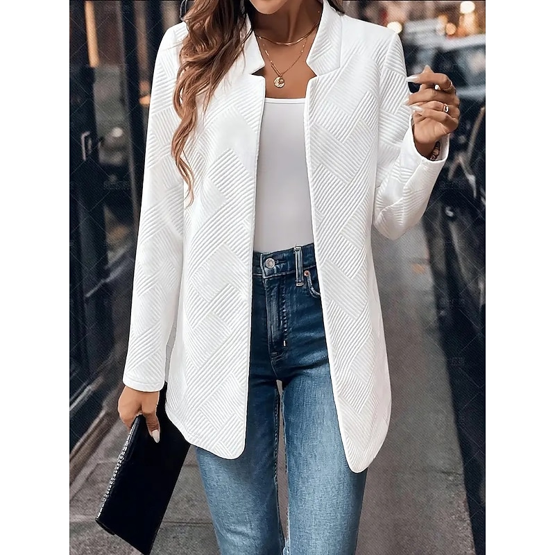 Women's Blazer Solid Color Comfortable Fashion Regular Fit Outerwear Long Sleeve Winter Black S