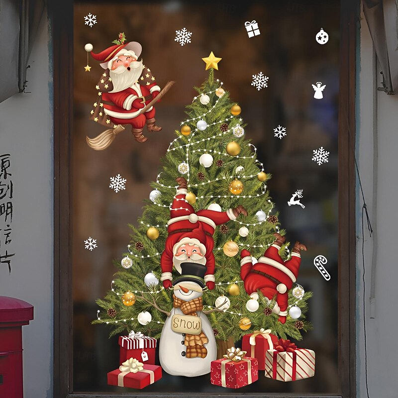 Christmas Stickers Xmas Window Stickers Santa Claus Merry Christmas Stickers Wall Ornaments Navidad Santa Gifts Merry Christmas Window Glass Stickers3