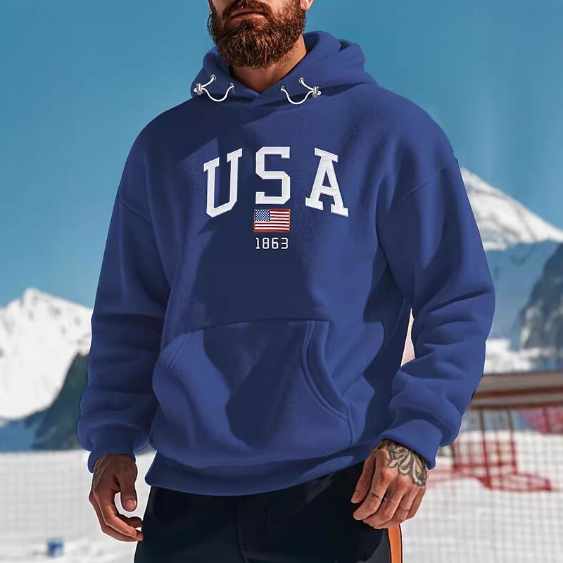 Men's Hoodie Black White Navy Blue Purple Orange Hooded Plain Drawstring Embroidery Front Pocket Sports & Outdoor Daily Holiday Streetwear Casual Spring &  Fall Clothing Apparel Hoodies Sweatshirts2