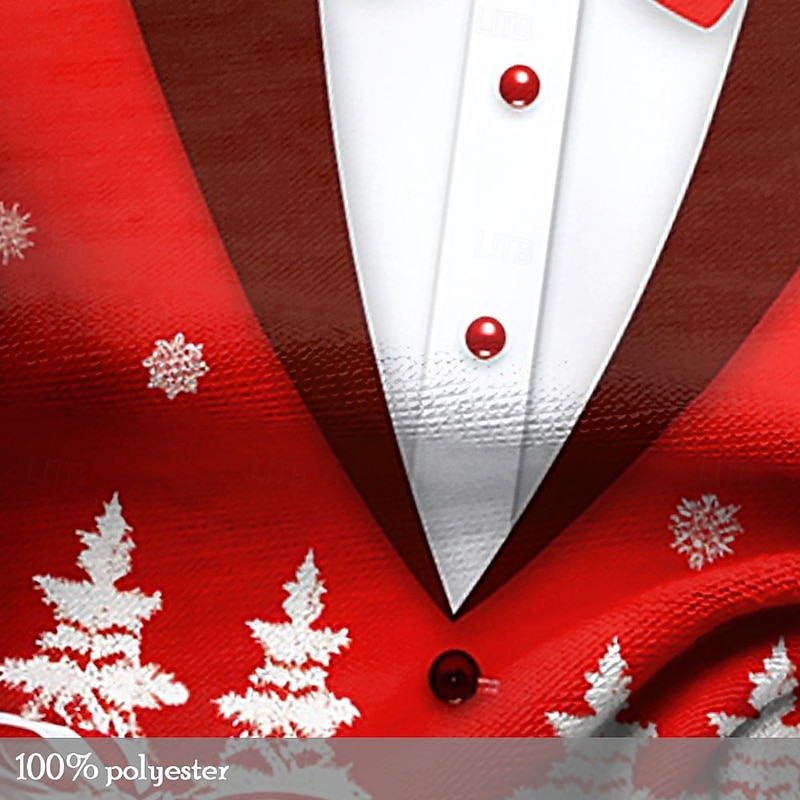 Christmas Men's Snowflake Bow tie T Shirt Long Sleeve T shirt 3D Print Crew Neck Shirt Fashion Designer Party Casual Holiday Red Summer Spring Fall Clothing Apparel S M L XL XXL XXXL3